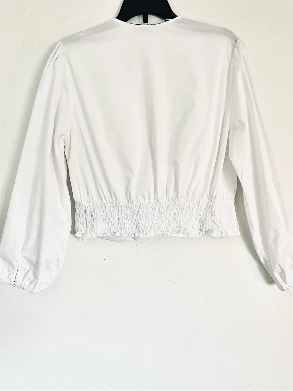 Zara Pleated Poplin Crop Blouse in White Size M EUC